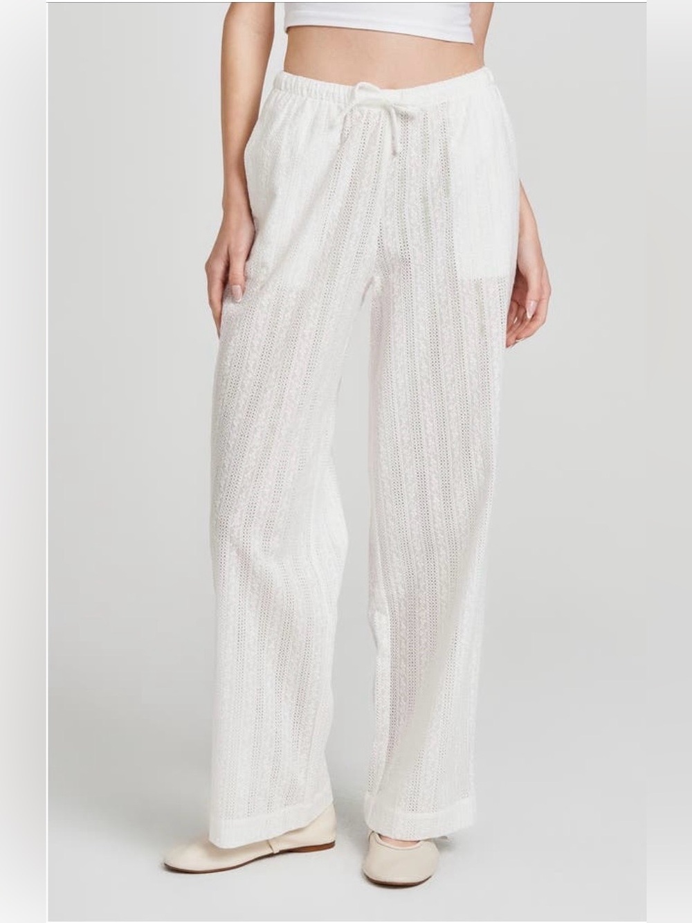 Wayf Eve Cotton Eyelet Drawstring Pants